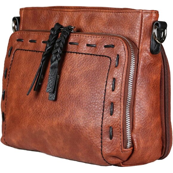 Skylar Concealed Carry Purse for Women Faux Leather Mahogany Zipper Locking Hols - Picture 3 of 7